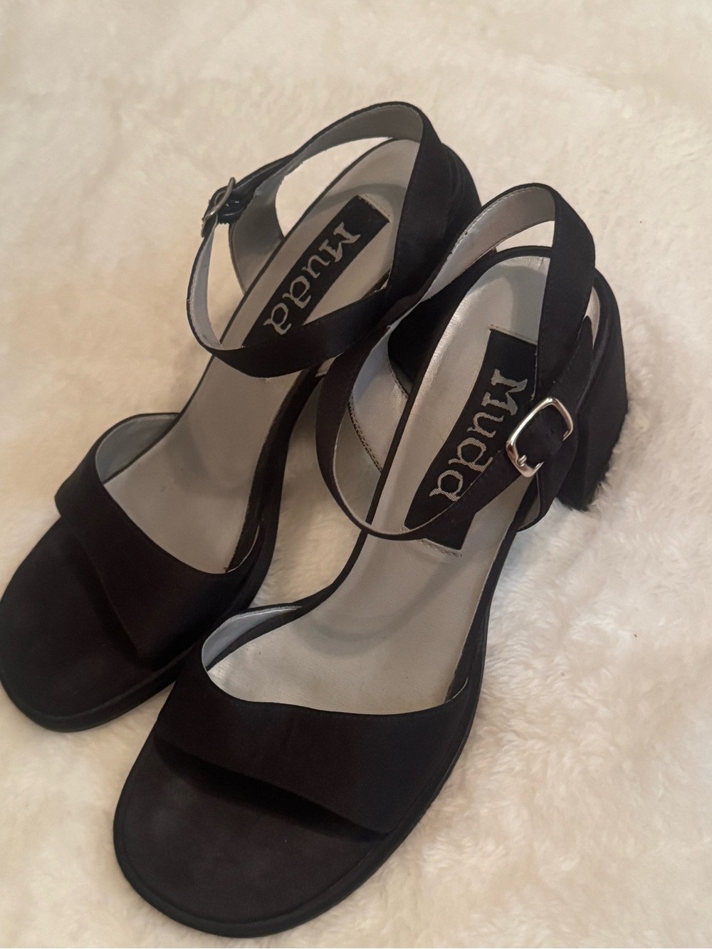 Mudd Black Ankle-Strap Heeled Sandals